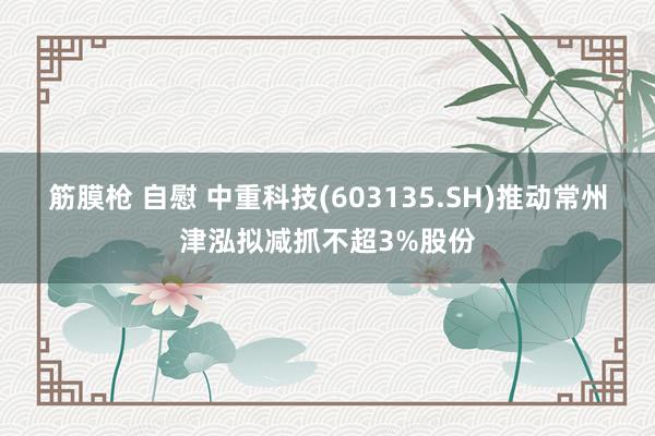 筋膜枪 自慰 中重科技(603135.SH)推动常州津泓拟减抓不超3%股份