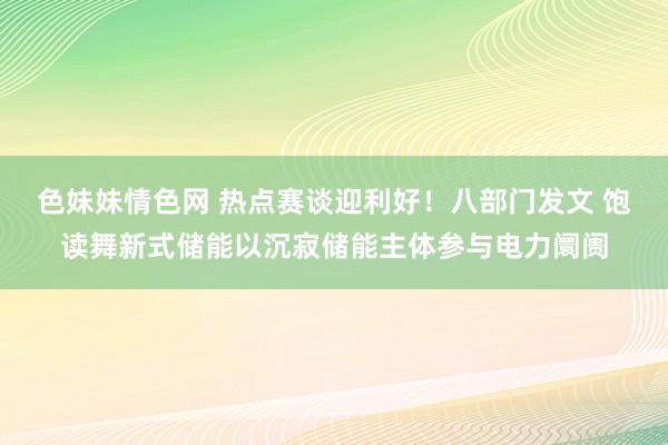 色妹妹情色网 热点赛谈迎利好！八部门发文 饱读舞新式储能以沉寂储能主体参与电力阛阓