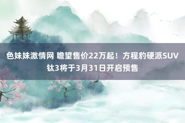 色妹妹激情网 瞻望售价22万起！方程豹硬派SUV钛3将于3月31日开启预售