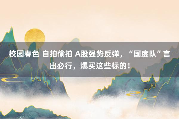 校园春色 自拍偷拍 A股强势反弹，“国度队”言出必行，爆买这些标的！