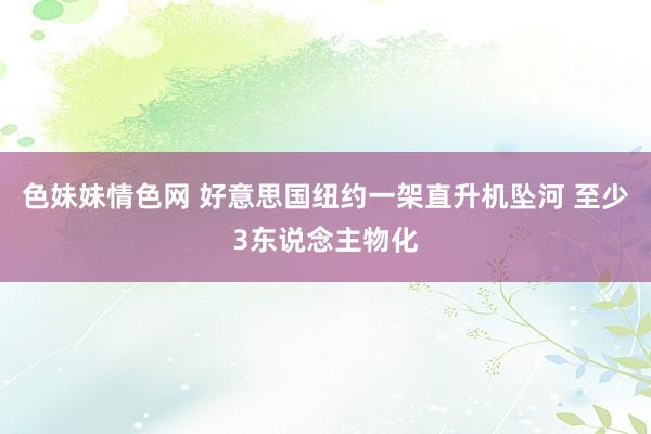 色妹妹情色网 好意思国纽约一架直升机坠河 至少3东说念主物化