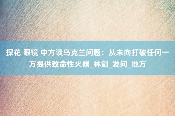 探花 眼镜 中方谈乌克兰问题：从未向打破任何一方提供致命性火器_林剑_发问_地方