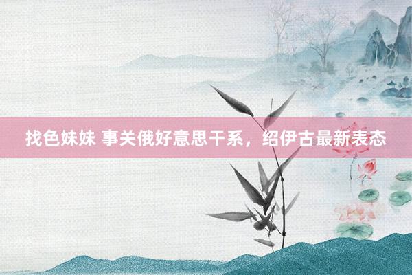 找色妹妹 事关俄好意思干系，绍伊古最新表态